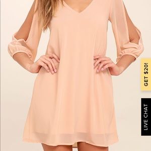 LULU’S Shifting Dears Blush Pink Long Sleeve Dress